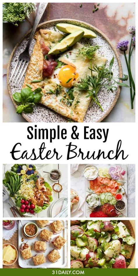 Simple and Easy Easter Brunch Recipes and Ideas | 31Daily.com #easter #brunch #spring #mothersday Easter Brunch Sides, Easter Recipes Ideas, Easter Brunch Buffet, Easy Easter Brunch Recipes, Easter Brunch Recipes, Savoury Breakfast, Brunch Salad, Easy Easter Brunch, Brunch Easter