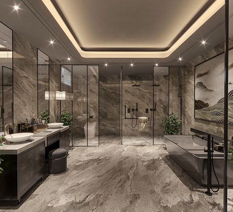 Luxury Style Villa Design / South Africa :: Behance Rich Bathroom Luxury, Mr Crawling, Mansion Bathrooms, Luxury Dorm, Mansion Bathroom, تصميم دورة مياه, Luxury Master Bath, Upscale Bathroom, Rich Vibes