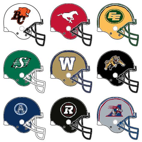 And, 35 years later, here are the CFL (Canadian Football League) helmets for this upcoming season, the 2015 season! Who do you think will take home Earl Grey's Cup for this season? NOTE: While a fe... Tcu Football, Cfl Football, Winnipeg Blue Bombers, Nfl Uniforms, Canadian Football League, Canadian Football, Nfl Football Players, Raiders Football, Football Team Logos