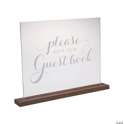 Please Sign Our Guestbook Acrylic Sign | Oriental Trading Bean Bag Chair Kids, Wedding Party Supplies, Bachelorette Party Themes, Book Signing, Acrylic Sign, Wedding Guests, Wooden Stand, Coffee Table Books, Wedding Supplies