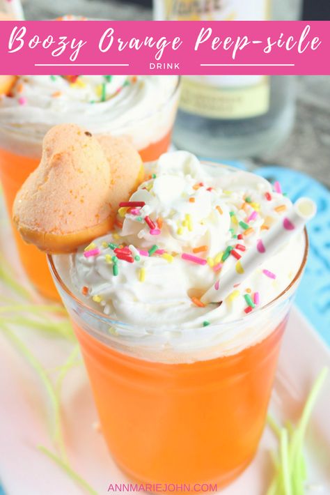 Boozy Orange Peep-sicle Easter Adult, Easter Drink, Easter Cocktails, Easter Desserts, Alcoholic Drink, Boozy Drinks, Easy Drinks, Alcohol Drink Recipes, Easter Dinner