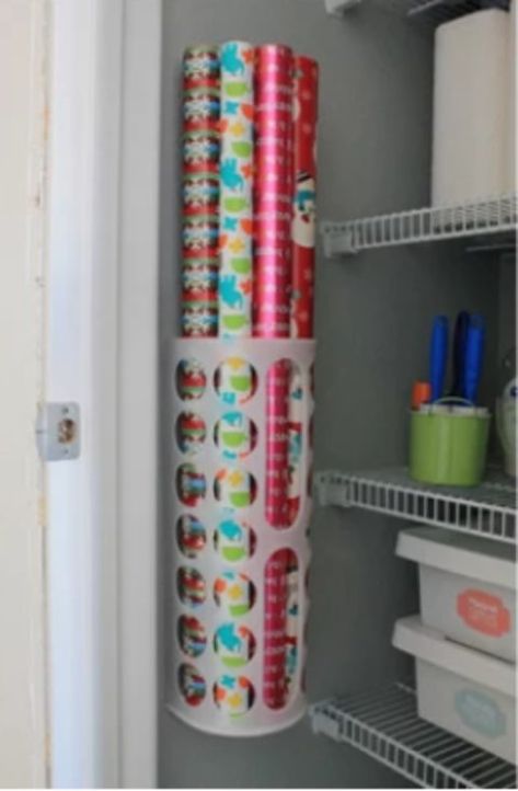 40 IKEA-Hacks, die ihr gerne schon früher gekannt hättet Hall Closet Organization, Ikea Desk Hack, Gift Wrap Organization, Wrapping Paper Storage, Utility Closet, Diy Rangement, Ikea Hack Ideas, Ikea Furniture Hacks, Organisation Hacks