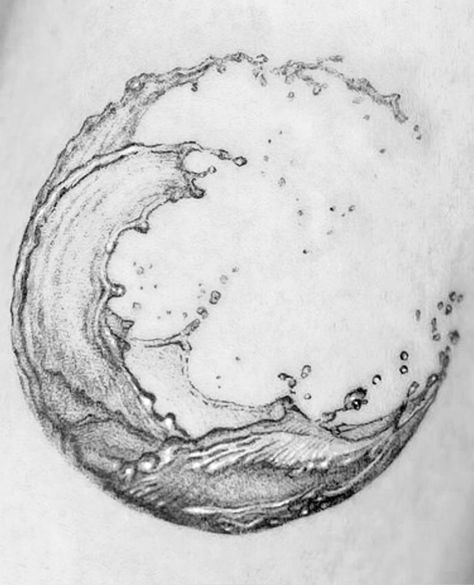 Moon Reflection On Water Tattoo, Be Like Water Tattoo, Water Moon Tattoo, Flowing Water Tattoo, Moon And Sea Tattoo, Moon Wave Tattoo, Moon And Ocean Tattoo, Wellen Tattoo, Atlas Tattoo