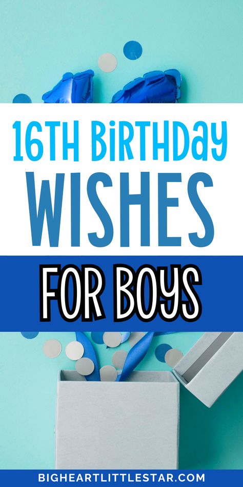 Celebrate your son's 16th birthday with unique birthday messages! These sweet 16 quotes are perfect for boys, capturing the fun and excitement of turning 16. Ideal for cards, messages, or social media, these birthday wishes will make his day even more special. Sweet 16 messages for boys, turning 16 quotes, sweet 16 birthday wishes for sons. Inspirational birthday messages, creative birthday wishes for boys, happy birthday wishes for sons. Son Turning 16 Quotes, 16 Birthday Ideas For Boys, Turning 16 Quotes, Birthday Card For Teen Boy, Happy 16th Birthday Grandson, 16 Birthday Boy Ideas, Happy Birthday Teen Boy, Boys 16th Birthday Ideas, Sweet 16 Messages