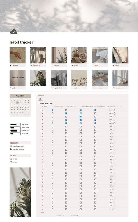 habit tracker template for notion Habit Tracker Notion, Notion Habit Tracker, Study Planner Free, Notion Tips, Notion Inspiration, Notion Library, Student Dashboard, Notion Template Ideas, Notion Ideas