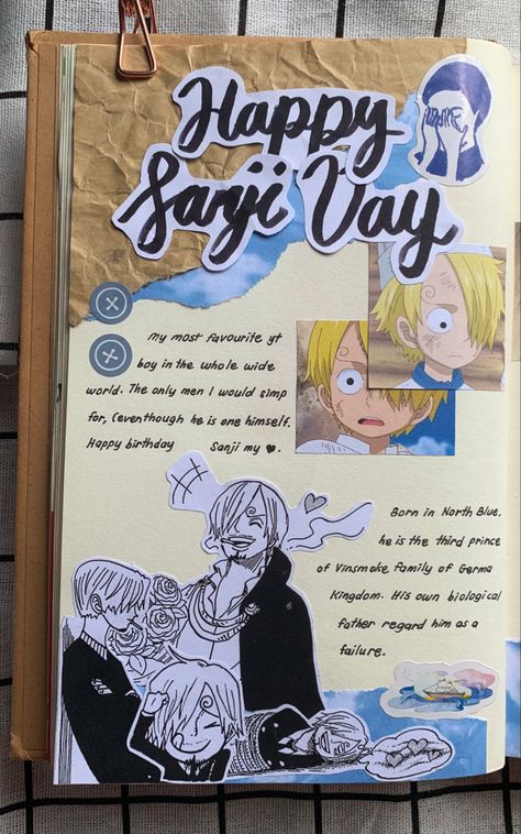 Journal ideas anime One Piece Anime Journal, One Piece Journal Ideas, Sanji Birthday, Anime Journal Cover, One Piece Journal, Birthday Journal, One Piece Aesthetic, Anime Ideas, Anime Journal