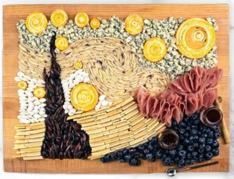 Starry Night Charcuterie Board, Starry Night Charcuterie, Eclipse Charcuterie Board, Solar Eclipse Charcuterie Board, Cheese Tray, Delicacy Food, Juice Recipe, Picnic Food, More Recipes