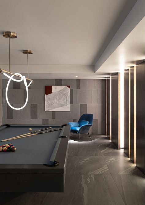 Indoor Game Room Interior Design, Snooker Room Design, Modern Billiard Room, Pool Table Room Decor, Bedroom Guide, Snooker Room, Pool Table Room, Office Wall Design, Indoor Play Areas