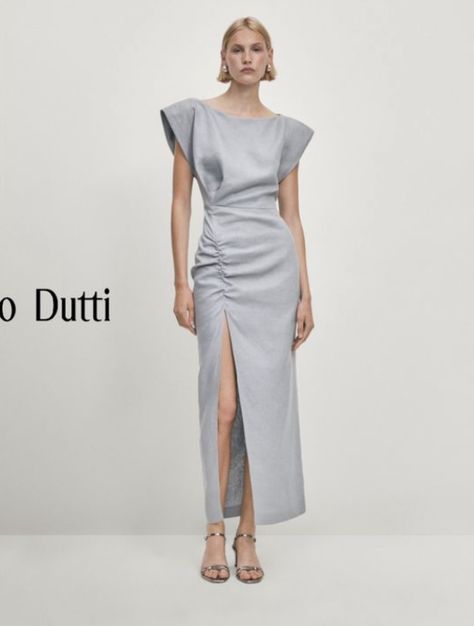 Massimo Dutti Dress, Smart Dresses, Grey Maxi Dress, Smart Dress, Asymmetrical Design, Massimo Dutti, Asymmetrical Dress, Sophisticated Style, Summer Wear