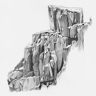 ArtStation - Rock studies from photo reference 004 Demon Drawing, Environment Sketch, Drawing Rocks, Mountain Drawing, My Demon, Rock Textures, Pen Art Drawings, Wall Drawing, Nature Drawing