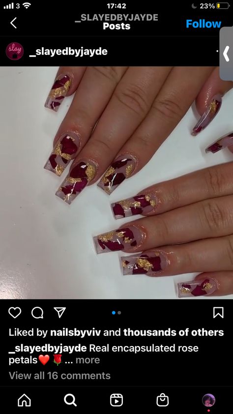 Rose Petal Nails Acrylic, Rose Petal Nails, Petal Nails, Nail Business, Bling Acrylic Nails, Rose Petals, Maquillaje De Ojos, Nail Inspo, Art Inspo