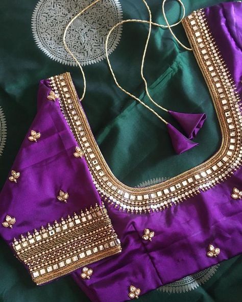 Simple Wedding Blouse Designs, Work Blouse Hand Designs, Magam Work, Silk Saree Blouse Designs Patterns, Mirror Work Blouse Design, Aari Design, Bridal Blouses, Cutwork Blouse, Maggam Work Blouse