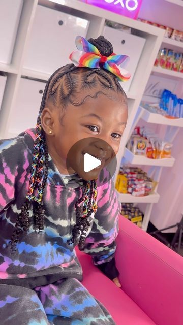 ✨ Precious kids ✨ on Instagram: "Pretty girl Autumn ☺️❤️. She wanted the heart bun & rainbow accessories 😍  • • • • • • • miramarhairstylist #miramarbraider ##miramarkidbraider #Broward raider #browardkidsbraids #browardbraids #broward hair raider #miamihairstylist #miamikidbraider #miamibraids #miamikidhairbraider #pompanokidsbraider #pompanobraider #kidfriendlystyles #kidfriendlybraids" Valentines Braids For Kids, Rainbow Braids For Kids, Kids Valentine’s Day Hair, Heart Bun, Rainbow Braids, Rainbow Accessories, Hair Braider, Braided Hairstyles For Teens, Kids' Braids