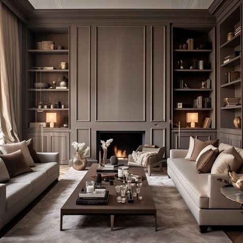 15 Colors That Go Well with Grey and Brown Brown Gray Walls, Brown Grey Walls, Classic Masculine Living Room, Dark Brown Gray Paint Colors, Chocolate Brown And Grey Living Room, Grey And Brown Decor, Taupe Living Room Ideas, Brown Basement, Gray And Brown Living Room