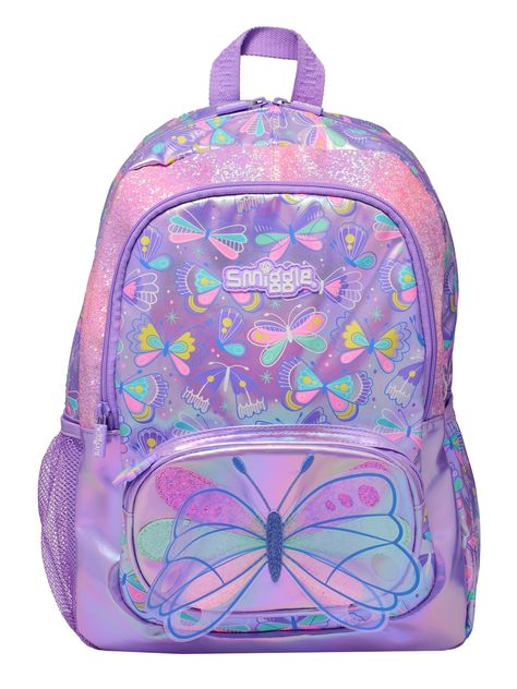 Flutter Classic Backpack Lilac - Smiggle Online 6th Grade Backpacks, Smiggle Backpack, Beg Sekolah, Classroom Essentials, Cute Lunch Boxes, Glitter Backpack, Purple Backpack, Bottle Sleeves, Elementary School Students