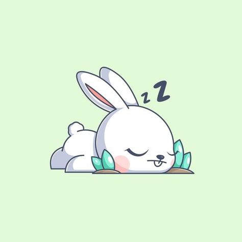 Sleeping Animal Drawing, Cute Sleeping Cartoon, Sleeping Character, Rabbit Doodle, Kawaii Sleeping, Sleeping Cartoon, Sleep Cartoon, Bunny Sleeping, Sleepy Bunny