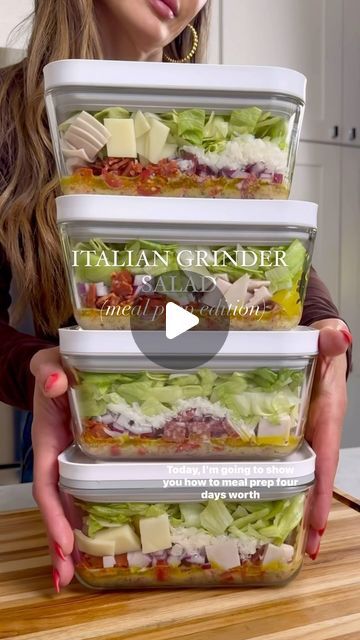 Simple Meal Prep Salad, Make Ahead Chopped Salad, Deli Turkey Salad, Salad Container Ideas, Chop Salad Meal Prep, Sub In A Tub Salad Meal Prep, Easy Meal Prep Salad Ideas, Salad Diet 7 Day, Salad Prep Ideas