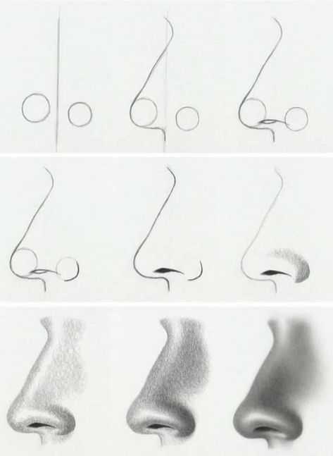 Nose Drawing Tutorial, Drawing Nose, Face Art Drawing, Beautiful Pencil Drawings, Pencil Drawings For Beginners, Eye Drawing Tutorials, Drawing Tutorial Face, Pencil Sketch Images, Nose Drawing