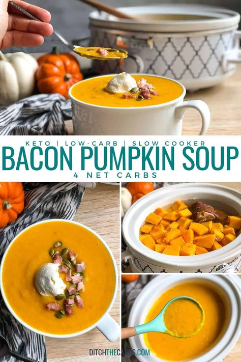 Keto Pumpkin Sausage Soup, Pumpkin Soup Keto, Low Carb Pumpkin Soup, Keto Slow Cooker Soups, Keto Pumpkin Soup Recipes, Pumpkin Soup Crockpot, Keto Pumpkin Soup, Pumpkin Sausage Soup, Slow Cooker Keto Recipes