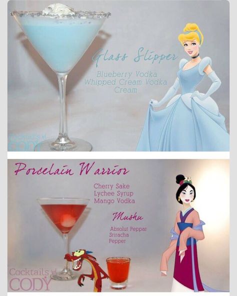 Disney Themed Cocktails, Princess Cocktails, Disney Princess Cocktails, Disney Alcoholic Drinks, Disney Inspired Cocktails, Disney Cocktails, Recipes Disney, Themed Cocktails, Disney Inspired Food