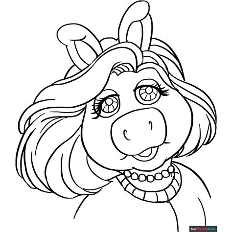 Free Miss Piggy from the Muppet Show Coloring Page for Kids Muppets Coloring Pages, Sesame Street Coloring Pages, Easy Drawing Guides, Free Printable Coloring Sheets, Frog Coloring Pages, Drawing Guides, The Muppet Show, Coloring Ideas, Miss Piggy