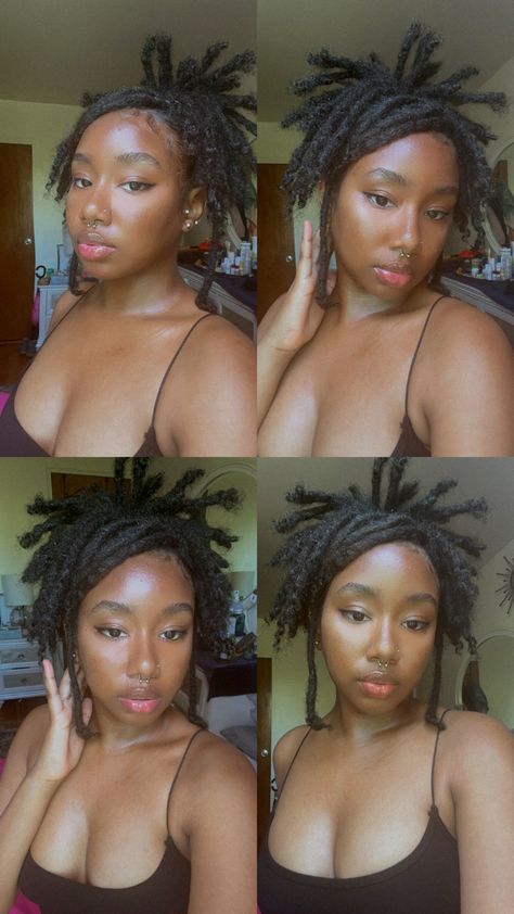 Loc Side Part, 90s Loc Hairstyles, Loc Short Styles Black Women, Two Strand Twist Locs, Short Loc Styles For Women, Hair Like Wool, Beautiful Dreadlocks, Short Locs Hairstyles, Dread Hairstyles