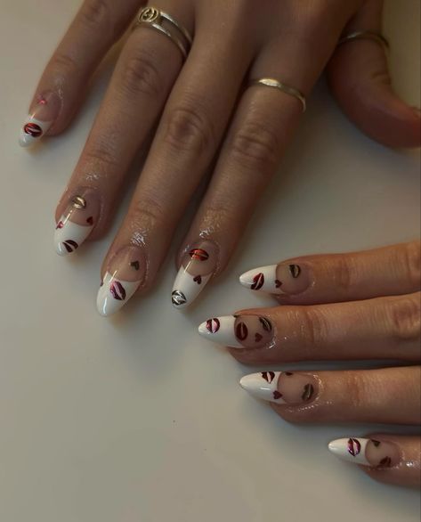 21st Birthday Nails Acrylic, 21st Bday Nails, Nail Inspo French Tip, Nail Inspo French, 21st Birthday Nails, Nails 2025, French Tip Nail Art, Valentines Nail, Nail Aesthetic