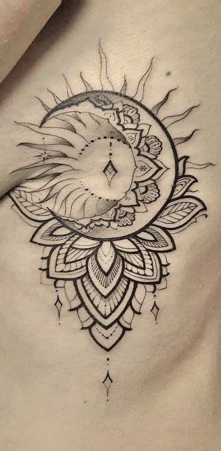 Tattoo Sonne, Tattoo 2023, Moon Sun Tattoo, Sun And Moon Tattoo, Lotus Tattoo Design, Muster Tattoos, Moon Tattoo Designs, Inspiration Tattoos, Sun Tattoos