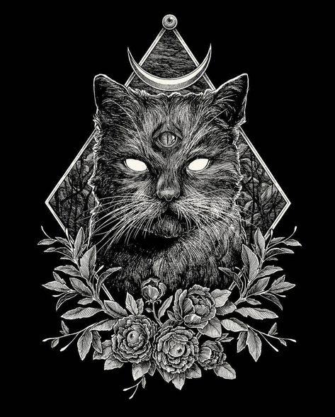 Art by @diegoandradeart Tattoo Gato, Evil Cat, Occult Art, Fine Art Drawing, Drawing Ink, Dark Tattoo, Dark Art Illustrations, November 9, Witch Art