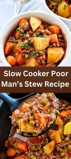 Slow Cooker Poor Man’s Stew Recipe Poor Mans Stew Ground Beef Stove Top, Poor Man Stew Slow Cooker, Crock Pot Poor Man’s Stew, Poor Man’s Stew Stove Top, Slow Cooker Poor Man’s Stew, Poor Man’s Beef Stew, Poor Mans Stew, Dorito Taco Salad Recipe, Ground Beef Potatoes