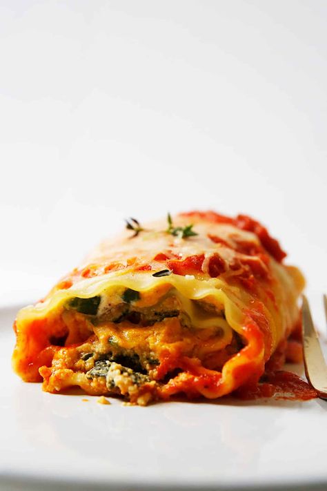 Pumpkin Lasagna Roll Ups | Lexi's Clean Kitchen Pumpkin Lasagna Rolls, Pumpkin Lasagna, Lasagna Roll Ups, Lexi's Clean Kitchen, Lasagna Roll, Lasagna Rollups, Cheese Lasagna, Classic Lasagna, Gluten Free Noodles