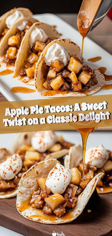 🍏✨ Sweet Fusion Alert! Imagine the cozy comfort of apple pie wrapped in a crispy taco shell! These Apple Pie Tacos are the ultimate dessert twist you're craving. Perfect for your next gathering or solo indulgence, they're a celebration of cinnamon-spiced apples and golden crunch. Easy to make and deliciously unique, these tacos are the treat you've been dreaming of! 🍎🌮

Pin now and tantalize your taste buds later! 🥰👇

#dessertgoals #fusionfood #ApplePieTacos #SweetToothSatisfaction #InstaYum Dessert Taco Shells, Apple Pie Tacos, Crispy Taco Shells, Dessert Apple, Dessert Taco, Taco Shell, Crispy Tacos, Classic Apple Pie, Apple Cheesecake