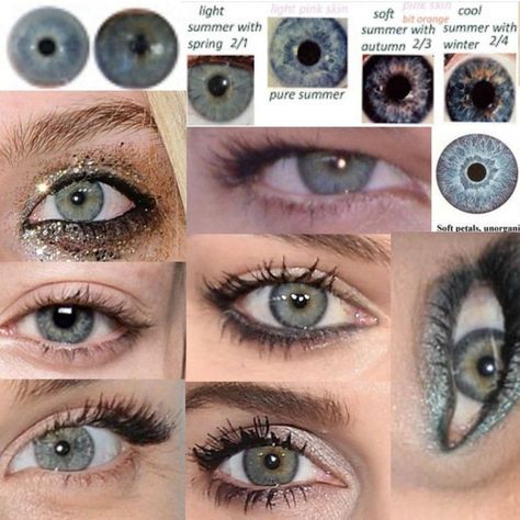 Summer Eye Color Analysis, True Summer Eyes, Soft Summer Eyes, Color Palette Eyes, Summer Skin Tone, Light Spring Color Palette, Summer Color Palettes, Palette Summer, Soft Autumn Color Palette