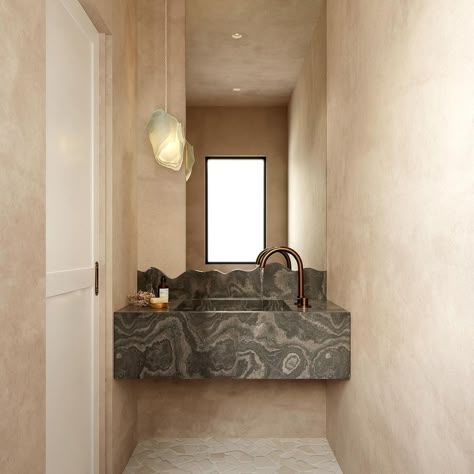 This powder room vanity is everything. Design by @soulteriors featuring ABC's Nero Seta marble. #liveyourlifeinstone | Instagram Contemporary Powder Room, Stone Feature Wall, Powder Room Vanity, Powder Room Design, Rustic Cottage, Interiors Dream, Colorado Homes, Powder Room, Interior Design Studio