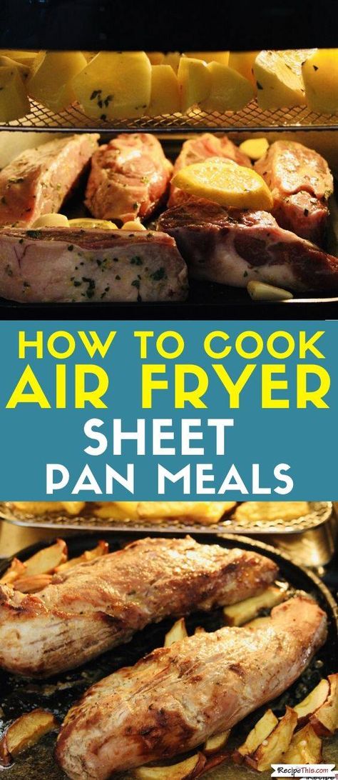 Air Fryer Sheet Pan Recipes, Air Fryer Sheet, Sheet Pan Meals, Sheet Pan Meals Chicken, Recipes Salmon, Air Fryer Fish, Cooks Air Fryer, Tray Bake Recipes, Homemade Snickers