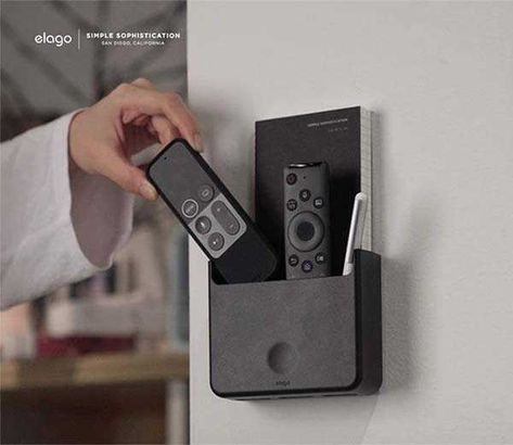 Elago Universal Wall Mounted Remote Holder Tv Remote Holder, Remote Holder, Simple Packaging, Household Gadgets, Technology Gadgets, New Gadgets, Tv Remote, Cool Gadgets, Apple Tv