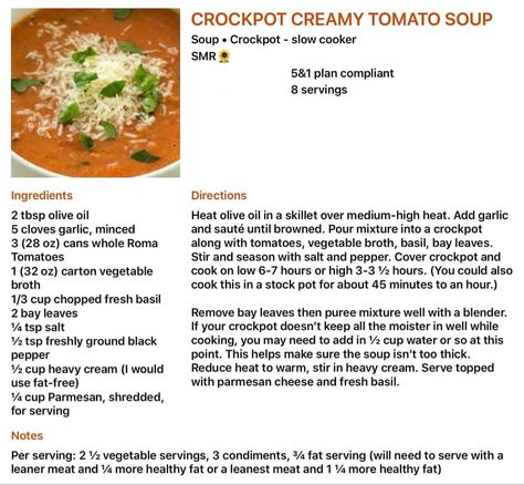 Lean And Green Crockpot, Optavia Soup Recipes, Optavia Soups, Optavia Soup, Green Tomato Soup, Paleo Lunches, Optivia Recipes, Optavia Diet, Lean Green Meals