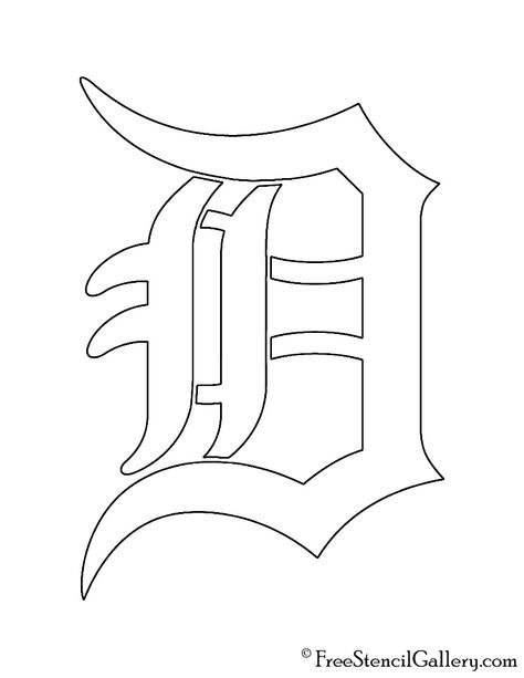 MLB - Detroit Tigers Logo Stencil | Free Stencil Gallery Detroit Tigers Tattoo, Drawing Stencils Design, Free Printable Stencil Designs, Detroit Tattoo, Detroit Logo, Vice Lords, Detroit Tigers Logo, Lion Stencil, Tattoo Letters