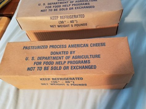 2 VINTAGE US Government Department of Agriculture Cheese Empty Boxes - $50.00. My grandmother received this cheese. My mother used them to stire her votive candles (writing on end). Please look at photos and write with questions. B 35 142691167711 Government Cheese, Salmon Cakes Recipe, Turkey Bowl, Cheese Store, Cheese Factory, How To Store Bread, Cheese Maker, Cheese Box, Salmon Cakes