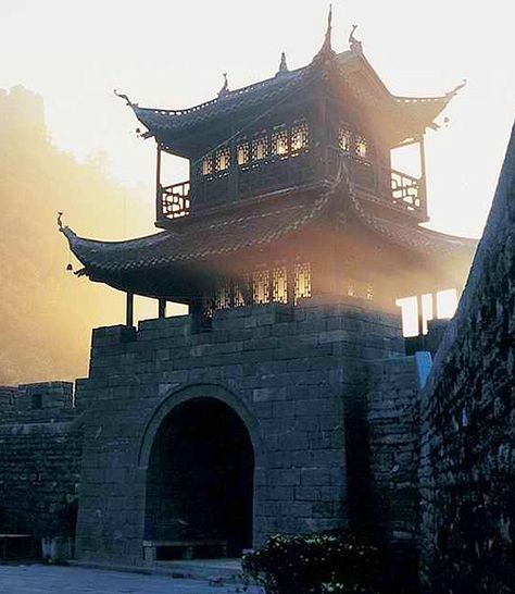 East Gate, Ancient City of Fenghuang, China - www.castlesandmanorhouses.com Castle Parts, Castle Pictures, Famous Castles, Asian Architecture, Manor Houses, Great Wall Of China, Fantasy Castle, Chinese Architecture, Ancient City