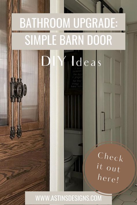 Elevate your bathroom décor with a modern barn door DIY upgrade. Explore creative ideas to transform your space with this easy-to-follow tutorial. Bathroom Barn Door Ideas, Barn Door Diy, Door Redo, Barn Door Bathroom, Bathroom Barn Door, Wooden Barn Doors, Bathtub Tile, Laundry Room Doors, Door Diy