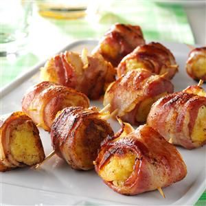 Bacon Roll-Ups Recipe -This family recipe dates back to the 1930's, when my grandmother started making these hearty breakfast rolls. Bacon Roll Ups, Bacon Recipes For Dinner, Bacon Dinner, Bacon Roll, Wrapped Chicken, Best Bacon, Bacon Wrapped Chicken, Grandmas Recipes, Chicken Bites