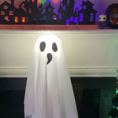 Rosa Enid on Instagram: "Lit Hanging Ghost DIY This hanging ghost DIY is super easy to do and it’s Perfect for Halloween! We made this last year and we hung it outside for the trick o treaters. Everyone loved it! Supplies: Paper Lanterns Plastic Table cloth (like the ones used for birthday parties) Battery operated LED light Ghost eyes and mouth cut outs How to make: Set up your paper lantern. Put the LED light inside.Then cut a hole in the middle of your table cloth and put it on the lant Plastic Table Cloth, Ghost Eyes, Ghost Diy, Battery Operated Led Lights, Hanging Ghosts, Ghost Lights, Plastic Table, Plastic Tablecloth, Paper Lantern