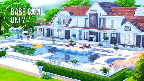 House Design Concept, Sims 4 Penthouse, Big Family House, Sims 4 Family House, Sims 4 Base Game, Sims 4 Modern House, Big Modern Houses, Sims 4 Family, Sims 4 House Design