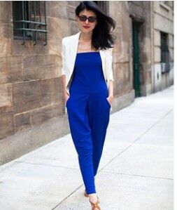 Royal blue Blue Jumpsuit Outfit, Dressy Jumpsuit Outfit, Royal Blue Dress Outfit, Blue Jumpsuits Outfit, Royal Blue Jumpsuit, Office Wear Dresses, Street Style Nyc, Stylish Office Wear, Business Dress Women