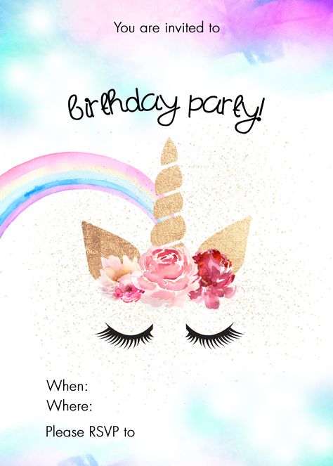 Unicorn Birthday Party Ideas - Free invitation download printable Invitations Cricut, Printable Unicorn Birthday Invitations, Printable Unicorn Birthday, Unicorn Birthday Party Ideas, Diy Lighthouse, Birthday Party Invitations Diy, Lovely Lines, Unicorn Invitation, Unicorn Party Invites