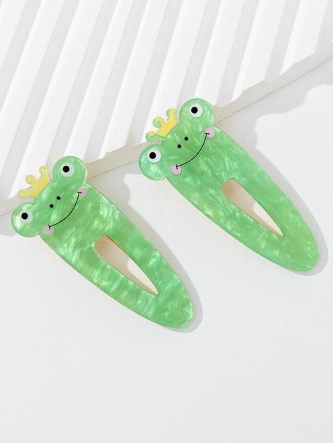 Cartoon Alligator, Frog Decor, Alligator Hair Clip, Green Cute, Hello Kitty Nails, Clip Hairstyles, Frog Art, Hair Accessories Clips, Green Frog