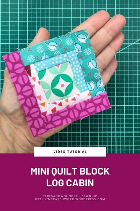 Mini log cabin quilt block – Tiny quilt QAL | Sewn up, TeresaDownUnder | Bloglovin’ Sewing Machine Quilt Block, Mini Log Cabin, Library Quilt, Cabin Quilt Block, Prayer Quilt, Pocket Prayer, Quilt Tips, Log Cabin Quilt Pattern, Log Cabin Quilt Blocks