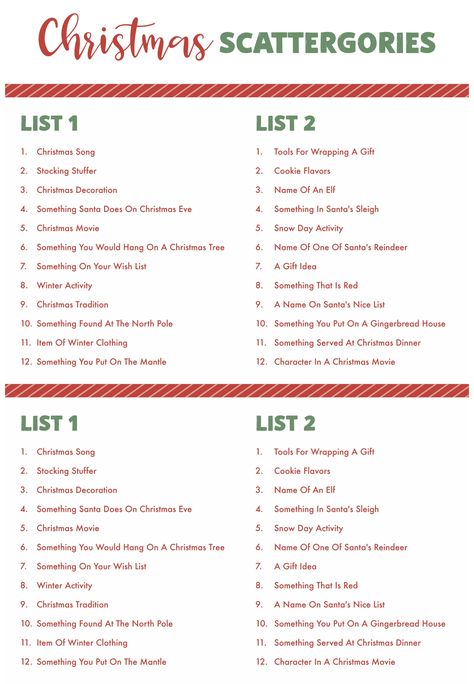 Scattegories Christmas Free Printable, Christmas Scattergories Lists, Scattergories Lists Printable Free, Christmas Scattergories Free Printable, Holiday Scattergories, Scattergories Christmas, Christmas Categories, Scattergories Lists, Christmas Scattergories