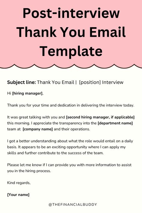 Post-interview Thank You Email Template Interview Thank You Email, Email After Interview, Interview Thank You, Thank You Email, School Jobs, Job Search Tips, Email Template, Job Resume, How To Say